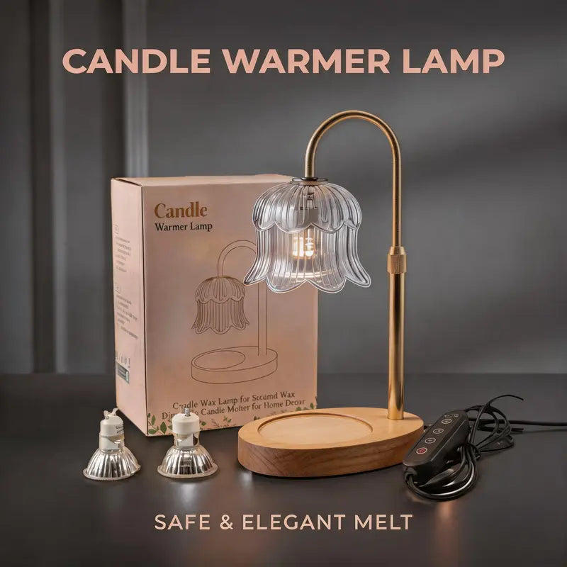 Modern Metal Candle Warmer Lamp with Timer & Brightness Control Adjustable Flameless Safety Cylindrical Decorative for Home Decor & Relaxation Amber-Scented Jar Candle Warmer Lamp