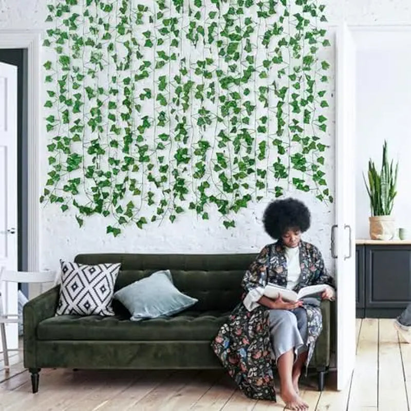 Fake Vines for Room Decor(12 Pack 84 Feet) Aesthetic Artificial Plant Ivy Leaves Hanging Greenery Garlands for Home Bedroom Wall Wedding Christmas Party Office Patio Outdoor Garden Décor