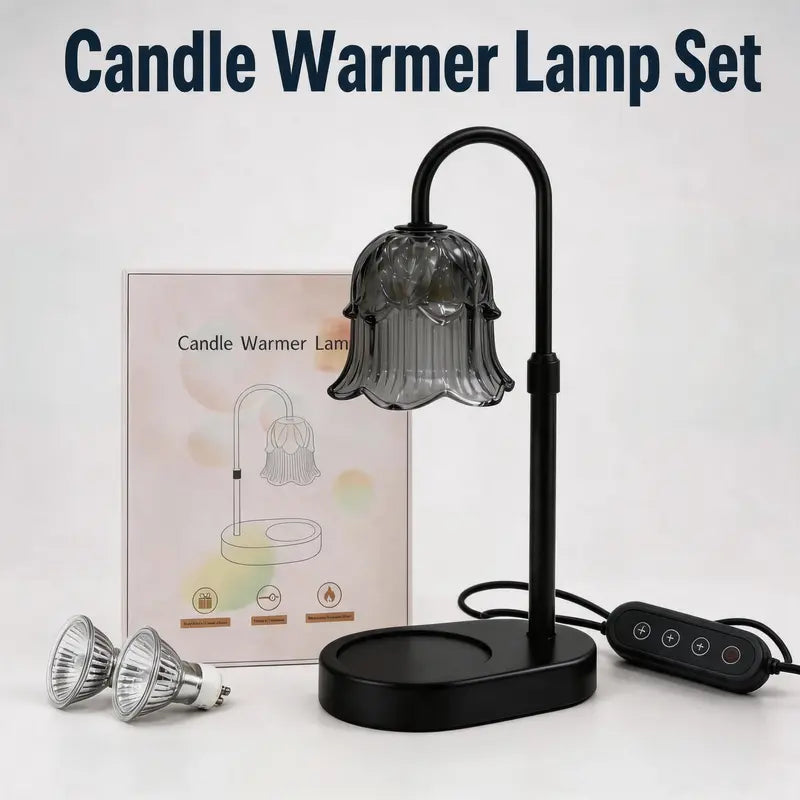 Modern Metal Candle Warmer Lamp with Timer & Brightness Control Adjustable Flameless Safety Cylindrical Decorative for Home Decor & Relaxation Amber-Scented Jar Candle Warmer Lamp