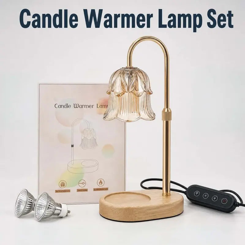 Modern Metal Candle Warmer Lamp with Timer & Brightness Control Adjustable Flameless Safety Cylindrical Decorative for Home Decor & Relaxation Amber-Scented Jar Candle Warmer Lamp