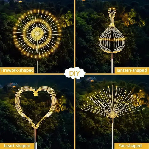 DIY Solar Outdoor Waterproof Fireworks Lights for Christmas/Christmas & New Year Yard Flashing Colorful Lights/120 Leds