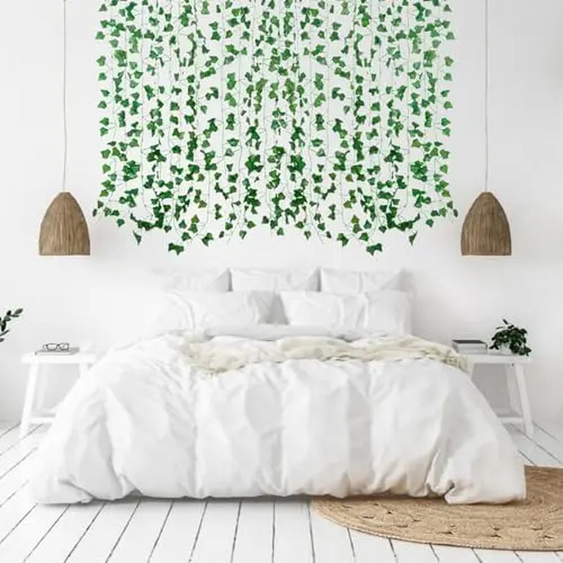 Fake Vines for Room Decor(12 Pack 84 Feet) Aesthetic Artificial Plant Ivy Leaves Hanging Greenery Garlands for Home Bedroom Wall Wedding Christmas Party Office Patio Outdoor Garden Décor